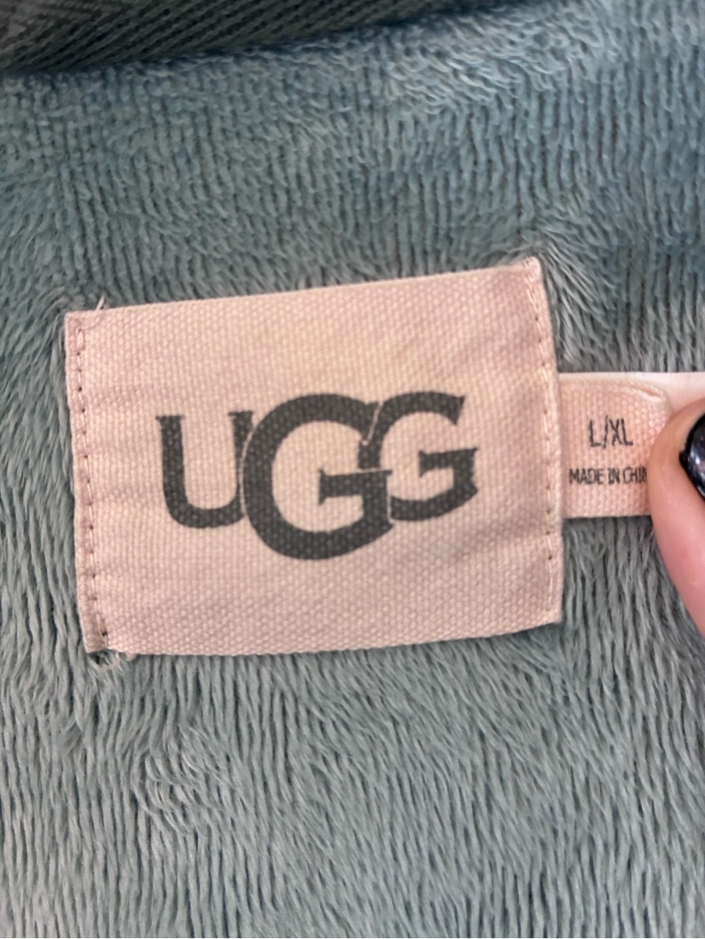 UGG ROBINSON luxurious lined TWO-TONE ROBE blue/teal contrast lining L/XL